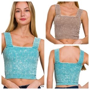 NWOT WASHED RIBBED SEAMLESS TOP - Set of 2